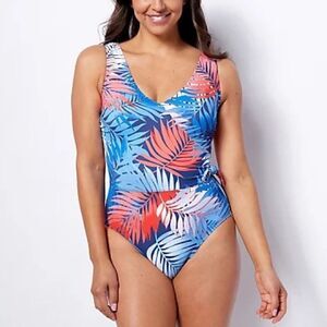 Denim & Co. Beach V-Neck Wrap Front One-Piece